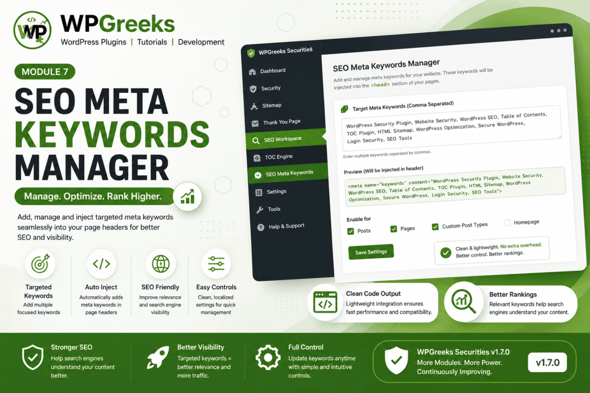 Module 7 SEO Meta Keywords Manager